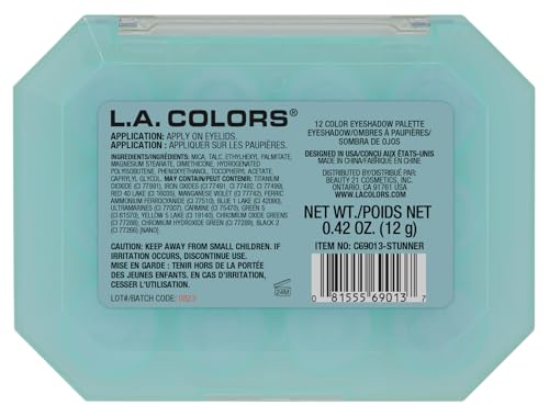 12-Color Eyeshadow Palette - Vibrant Matte & Shimmer Shades, Teal - Stunner Variation