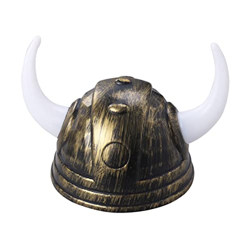 Golden Viking Helmet with Horns - Medieval Barbarian Warrior Party Hat for Kids & Adults