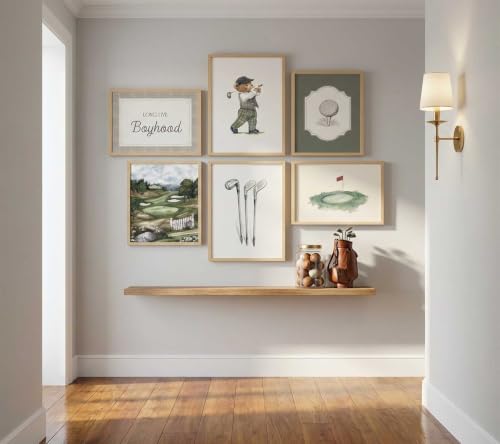 Golf Bear Nursery Wall Art Set - Vintage Baby Animal Sports Prints, 12x16in, Unframed - Variation: Golf Bear Poster 16L"x12W"