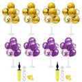 Purple and Gold Balloon Centerpieces Set for Celebrations - 8 Pieces