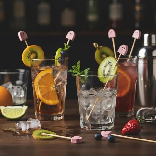 Pink Ghost Cocktail Picks 100 Pcs for Halloween Party Appetizers