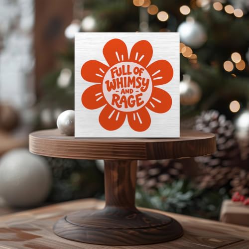Whimsy Rage Wooden Quote Box Sign - Rustic Home Office Shelf Decor 5x5 In