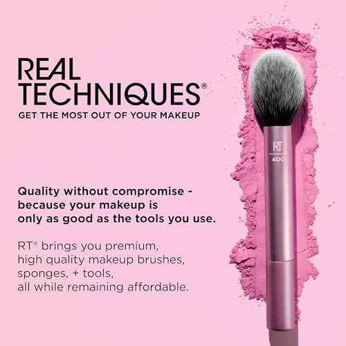 Real Techniques Vivid Escape Glow-To-Go Travel Makeup Brush 6 Piece Set, Mini Size Makeup Brushes For Eyeshadow, Concealer, Contour, & Blush, Includes Mirror Cosmetic Case, Cruelty-Free & Vegan