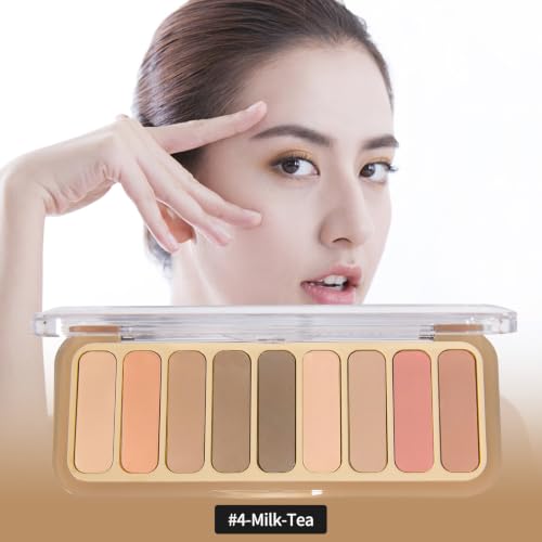 Mini Matte Eyeshadow Palette - 9 Colors, High Pigment, Waterproof & Long Lasting - Milk Tea Variation