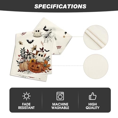 Halloween Table Runner 13x72 Inch Beige Polyester Home Party Decor - Artoid Mode