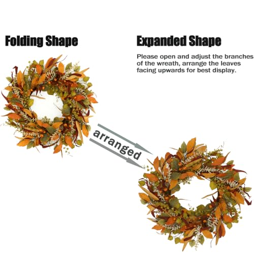 Fall Wreath for Front Door 22 Inch Autumn Wreath Home Decor Harvest