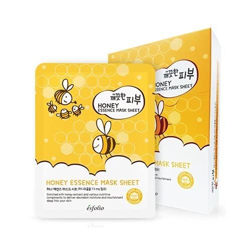 Esfolio Pure Skin Essence Mask Sheet Anti-Aging Rejuvenation Hydration Honey (Pack of 10)…