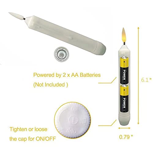 24-Pack Flameless LED Taper Candles with Flickering Warm Yellow Flame - Floating Safe Battery Operated Candlesticks for Halloween, Weddings, Church, Party Decor - Variation: Set of 24 Warm Yellow