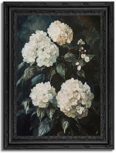Dark Hydrangea Wall Art Canvas 11x9 Inches - Gothic Floral Home Decor - Variation of THIS listing