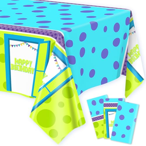 Monster Tablecloths Set - Plastic Party Covers for Birthday & Halloween