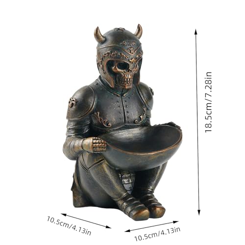 Viking Skeleton Jewelry Ring Holder Stand with Tray - Home Office Decor