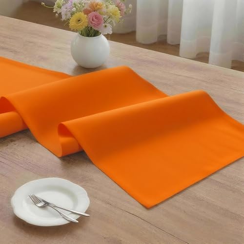Waterproof Orange Table Runner 60 Inch Long - Heavy-Duty Polyester, Stain & Wrinkle Resistant