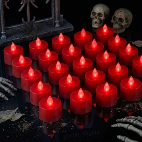 Red LED Tealight Candles 48 Pack - Battery Operated, 1.8 Inch, Flameless Decor