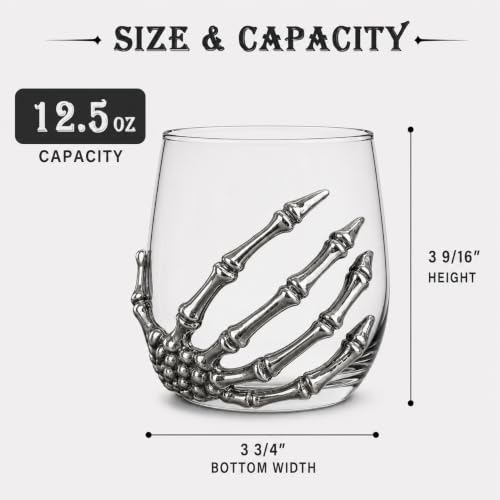 Halloween Skeleton Hand Stemless Wine Glass 12.5oz - Silver Variation