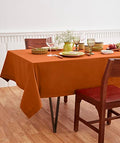 Cotton Linen Tablecloth Cinnamon 60 x 84 in - Handcrafted Rectangular Dining Cover