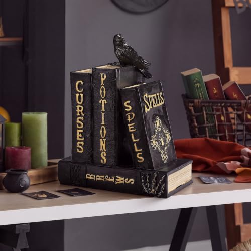 Halloween Spell Book Decor with Black Raven Style - Mantel & Book Decor