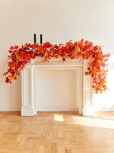 Autumn Maple Leaf Garland - 9FT Fall Decor for Thanksgiving Halloween Home Wedding
