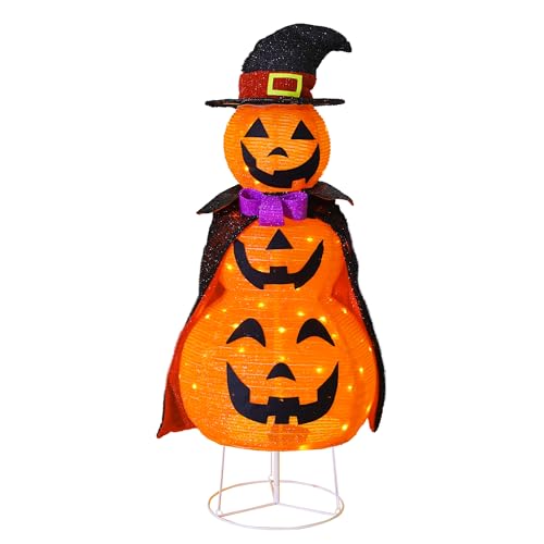 3FT Light Up Halloween Collapsible Pumpkin Decoration Outdoor with Timer