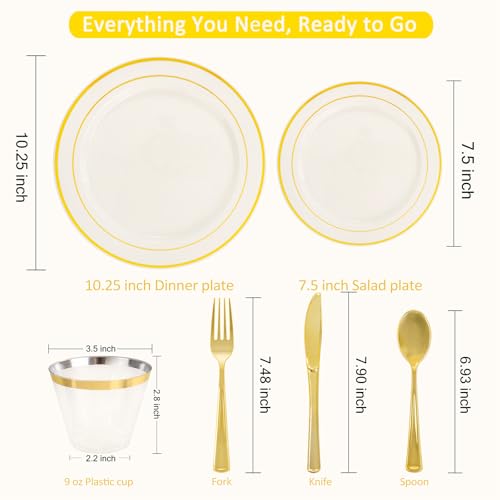 350-Pack Ivory Disposable Plates for 50 Guests - Thanksgiving & Wedding Party Set Variation of THIS listing