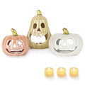 Sunlit Ceramic Pumpkin Candle Holder Set of 3 with LED Tea Lights - Colorful Halloween Decor