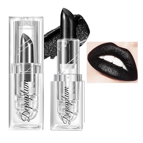Black Lipstick Shimmer Halloween Body Paint - 1 Ounce, Waterproof & Long Lasting