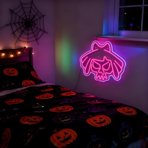 Pink Skull Neon Sign Light Up Letters - CG15 Halloween Party Wall Decor LED Sign