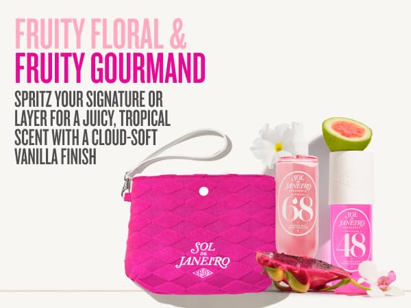 Sol de Janeiro Giftable Set - Travel Size Hair & Body Fragrance Mists with Pink Pouch | Cheirosa 68 & 48, 3 Fl Oz Each