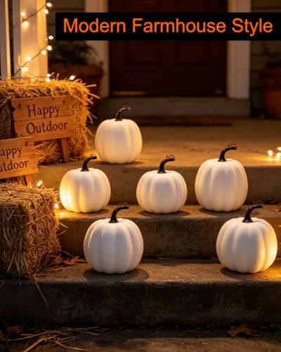 White Foam Pumpkins Set of 4 - 6 Inch Artificial Fall Decor for Crafts & Centerpieces (Variation of THIS listing)