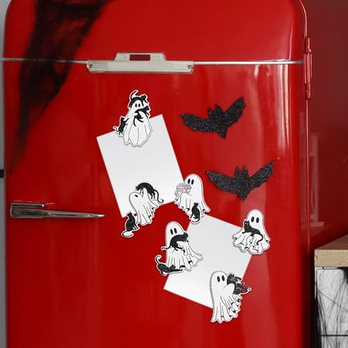 Halloween Wooden Fridge Magnets - Cat Ghost Tombstone Decor, Style 6, 6 Pcs