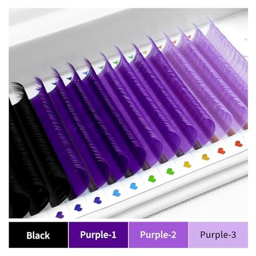 Colored Lash Extensions 17-20mm D Curl 0.07 Purple Gradient Mix - Professional Eyelash Extensions