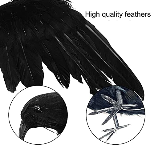 24 Pieces Halloween Black Feathered Crows Decor - Realistic Indoor Outdoor Ravens & Birds, 3 Styles
