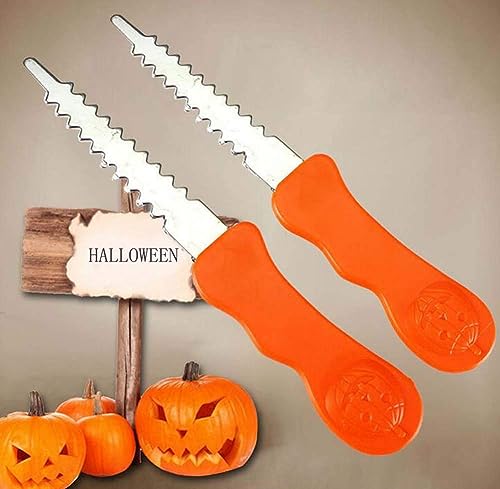 Orange Pumpkin Carving Kit - 3 Stainless Steel Tools for Halloween Jack-o'-Lanterns