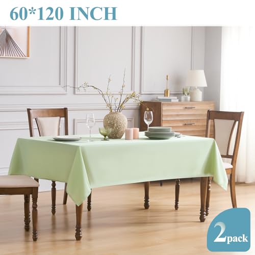 VidaFete Classic Series 2 Pack 60x120 Inch Sage Green Rectangular Tablecloth - Indoor Outdoor Use