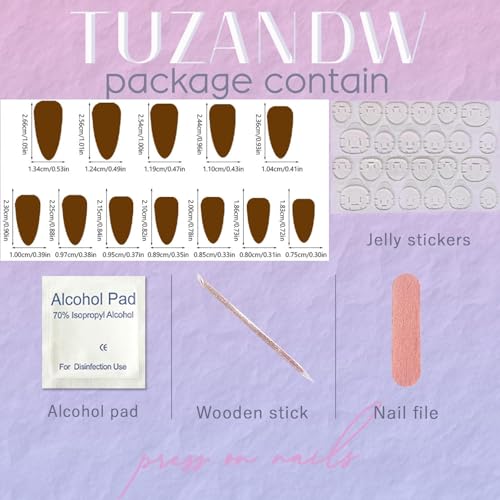 Press On Nails Almond Fake Nails with Glitter Rhinestones Design - Pink Glue On Full Cover False Nails, 24Pcs
