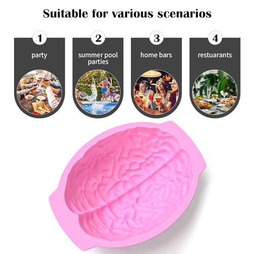Pink Silicone Brain Mold - Realistic Human Brain Cake & Candy Mold, 3.2 Inch Deep, Halloween Themed