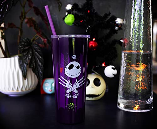Nightmare Before Christmas Travel Tumbler - 22oz Stainless Steel with Lid & Straw