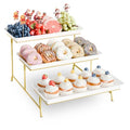 Bumusty 3-Tier Melamine Serving Tray Set - Gold, 14 x 7 Inches