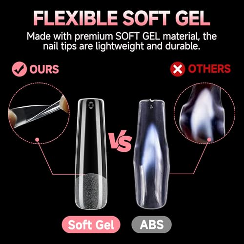 XXL Square Nail Tips Full Cover Pre-File Gel Extensions - A0 Variations