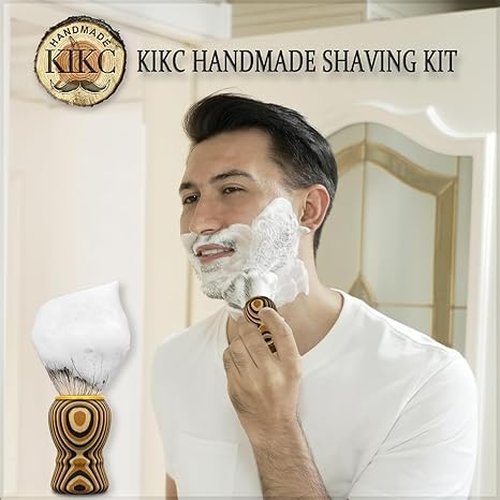 KIKC Pure Badger Shaving Brush - Handcrafted Soft Bristles & Artisanal Wood Handle | Perfect Gift for Bearded Men