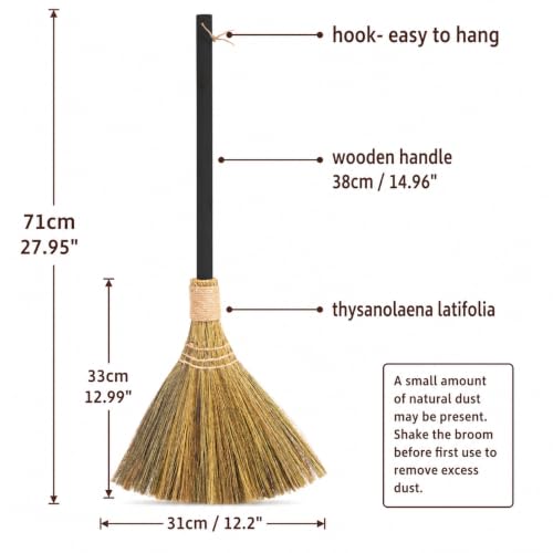 Black Natural Grass Wedding Sweeping Broom - Traditional Vietnamese Straw Decor