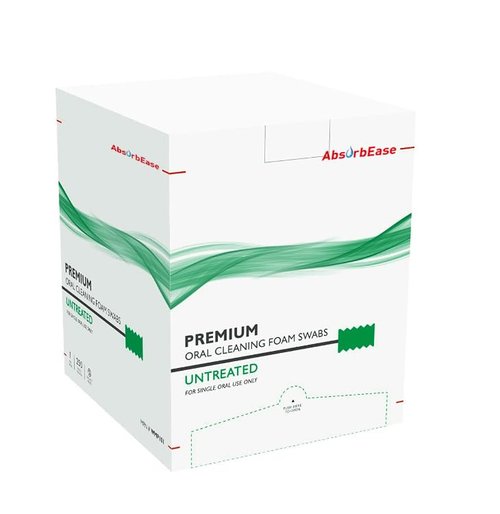 AbsorbEase Premium Treated Oral Swabs - Disposable Soft Sponge Mouth Swabs - Disposable Oral Care Swabsticks - Individually Wrapped - 250 Count Box