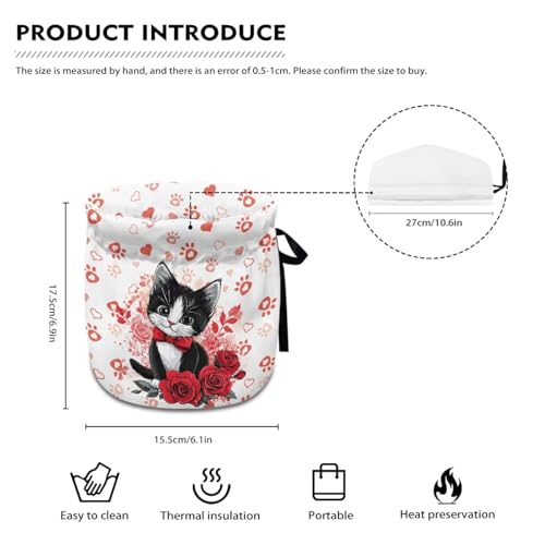 Cat Red Paw and Rose Breakfast Pot Cover - Insulated Dustproof Teapot Cozy