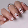 Press On Nails Short Square Halloween Boo Bandage White Pink - CurvLife