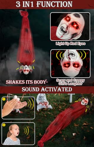 Halloween Outdoor Decorations Lying Girl Ghost Animatronic - Dead Victim Scene, 5.2 ft - Variation: Lying Girl Ghost