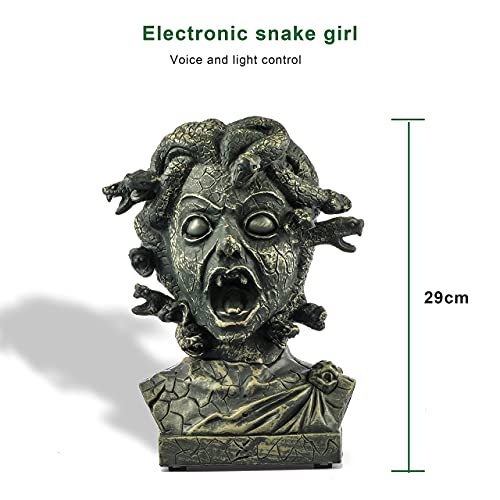 12 Inch Animated Medusa Bust Halloween Decoration with Lights and Sound - Snake Head Variation