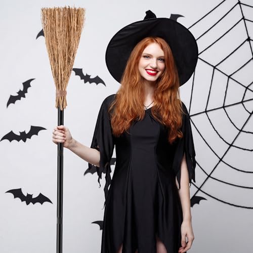 Halloween Witch Broom and Hat Set - 12 Piece Cosplay Costume Accessories