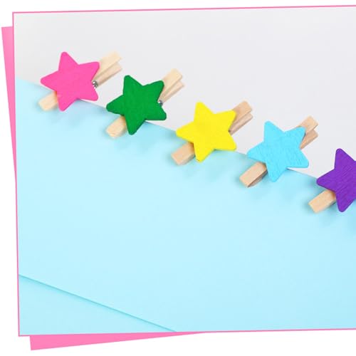 Colorful Wooden Photo Clips Wall Hanging Set - Style B, 50 Pieces