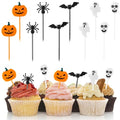 Halloween Plastic Toothpicks Cupcake Topper Set - 100 Pieces for Food Decoration