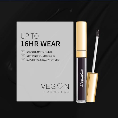 Depuplum Black Matte Lipstick - Long Lasting, Vegan Formula - DM23 Black Storm