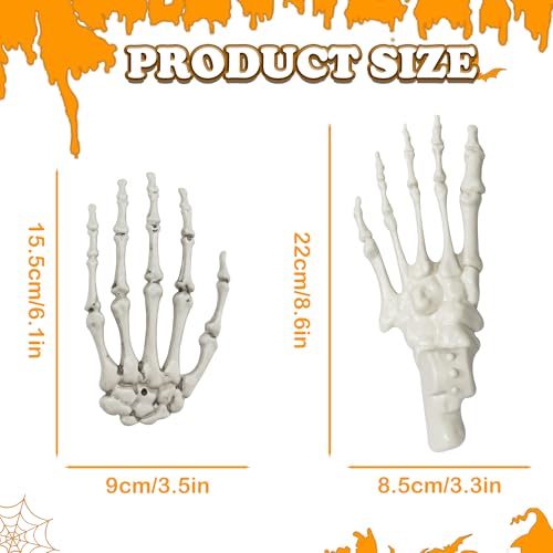 Halloween Skeleton Hands and Foot Set - Realistic Life Size Plastic Decor - Hands & Foot Variation